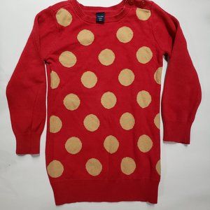 4/$20 Baby Gap Toddler Girls red gold Christmas sweater dress tunic, Size 3